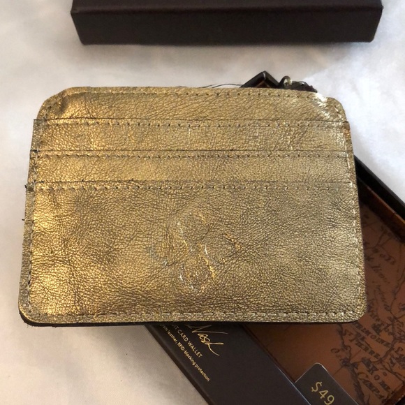 Patricia Nash Cassis Distressed Vintage Leather Card Case Antique Gold NWT & Box - Picture 6 of 16
